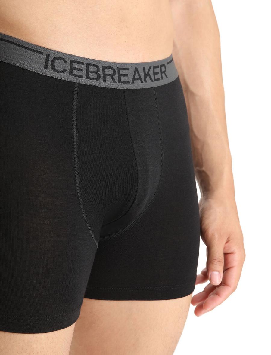 Men's Icebreaker Merino Anatomica Boxers 3 Pack Underwear Black | CA 1666FDNM